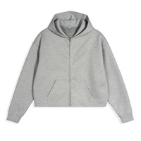 YKH 80G Boxy personnalisé poids lourd culture Style Air couche sweats à capuche zippés logo personnalisé imprimé porter sweat à capuche zippé pour hommes