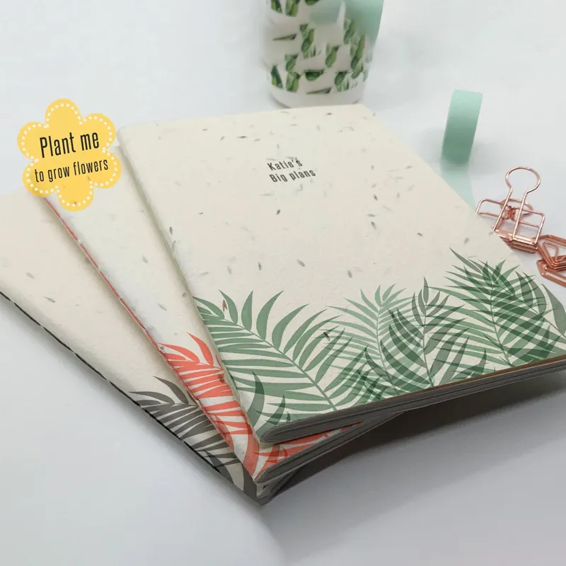 Diario biodegradable personalizado para verduras, cuaderno de papel de semillas, A5, A6