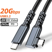 Câble USB C à angle droit de 90 degrés 100W, 5A, charge rapide, câble tressé Type C vers Type C, cordon de charge USB-C en nylon et alliage d'aluminium
