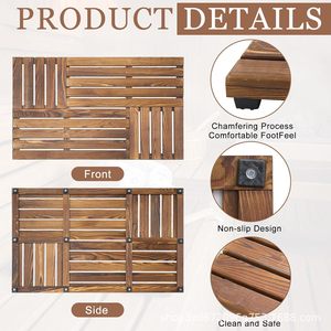 Tapis de sol en bois emboîtable antidérapant pour salle de bain, tapis de douche en bois massif, tapis de sauna en bois - Product Image 5