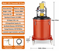 Pompe à graisse pneumatique haute pression 35L 55 MPa et distributeur de lubrifiant avec pistolet à graisse à commande pneumatique pour engins de construction