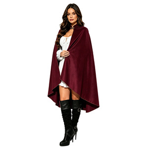 Cape de sorcier en velours médiéval avec bordure dorée, motif fleurs tombant dans les nuages, costume d'Halloween - Product Image 4