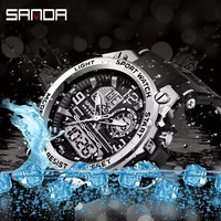 Reloj LED Digital SANDA 6024 para hombre, reloj de pulsera deportivo de cuarzo, reloj electrónico impermeable de lujo para hombre, cronómetro para hombre