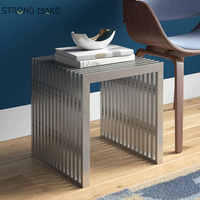 Table d'appoint de patio extérieur Table basse industrielle Pouf chaises jardin chambre tabouret en acier inoxydable pouf banc en métal