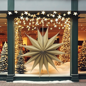 Factory Wholesale Decorative Paper <b>Star</b> Fan for Christmas for Shopping Mall and Party <b>Decoration</b> - Product Image 1