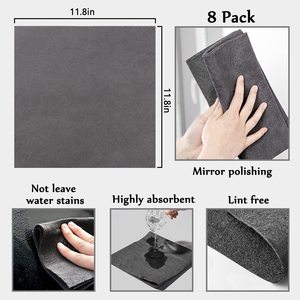 Kalınlaşmış sihirli temizlik bezi 8 adet Lint ücretsiz bez Windows ayna sihirli Rag cam araba gri havlu stokta - Product Image 5