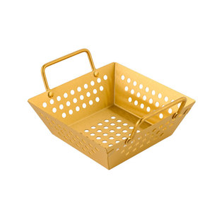 ตะกร้าทอดสี่เหลี่ยมสแตนเลสแบบมีหูจับสองข้าง สำหรับทอดอาหาร ทอดกรอบ สไตล์เกาหลี ทนทาน ใช้สำหรับทำบาร์บีคิว - Product Image 2