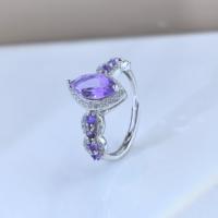 Bague en argent sterling 925 plaqué rhodium avec améthyste naturelle taille marquise, vente en gros d'usine, pour femme, cadeau, usage quotidien