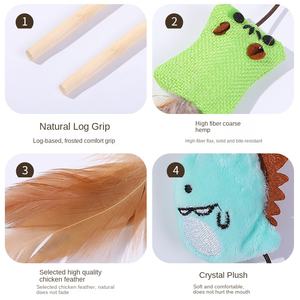 Jouet pour chat en bambou écologique en stock en usine, bâton interactif en peluche pour animaux de compagnie, poisson en lin, plume, <span class=keywords><strong>cloche</strong></span>, été, marque personnalisée, tailles personnalisées - Product Image 4