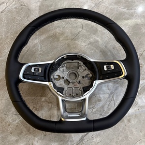 พวงมาลัยหนังทรงสปอร์ตแบบพื้นเรียบสำหรับรถยนต์ Volkswagen Polo GTI <span class=keywords><strong>Scirocco</strong></span> GTE GLI R-Line Golf 6 Mk4 MK5 MK7 GTD - Product Image 5