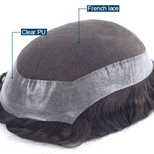 Australia hombres tupé francés encaje Sistema de pelo con PU perímetro venta al por mayor cabello humano tupé hombres peluca - Product Image 4