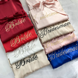 Wedding <strong>Robes</strong> Faux Silk Sleepwear Bride Bridesmaid <strong>Robes</strong> Pajamas Sexy Female Nightwear Bathrobe Nightdress Nightgown - Product Image 6