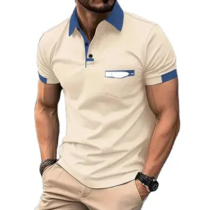Camiseta esportiva masculina de poliéster fino com bolso monocromático respirável