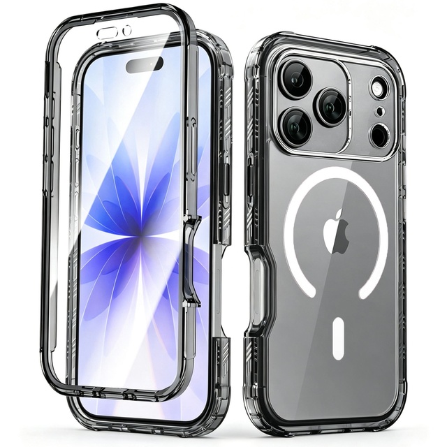 For Iphone 18 Pro Max Case Magnetic Clear Full-Body Bumper Built-in Screen Protector Phone Case For Iphone 17 Pro Max