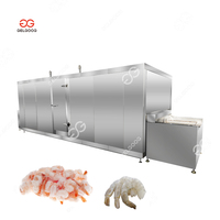 Congelador en espiral IQF de alta velocidad, máquina de procesamiento de camarones congelados para glaseado de mariscos
