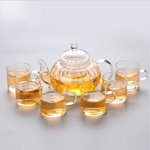 Service à thé en verre résistant aux hautes températures <span class=keywords><strong>Théière</strong></span> transparente à fleurs de <span class=keywords><strong>citrouille</strong></span> rayée Filtre <span class=keywords><strong>théière</strong></span> intérieure 600ml usine en gros - Product Image 5