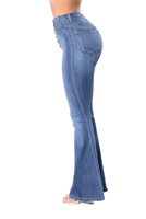 YUANBOFEI Jean Skinny Femme en Denim Extensible Style Délavé Taille Haute Coupe Droite Évasée Tendance