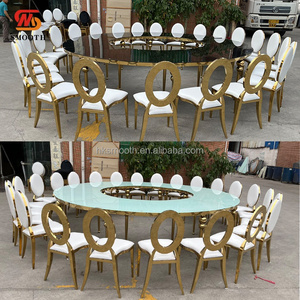 SMOOTH Luxury Wedding <b>Table</b> Golden Stainless Steel Frame <b>Round</b> Shape Modern Serpentine <b>Table</b> Wedding Events Dinner <b>table</b> - Product Image 2