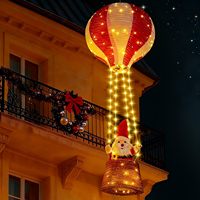 Guirlande lumineuse décorative AVEKI en forme de ballon à air chaud de Noël avec Père Noël, 8 modes clignotants, alimentée par piles, en plastique, pour arbre