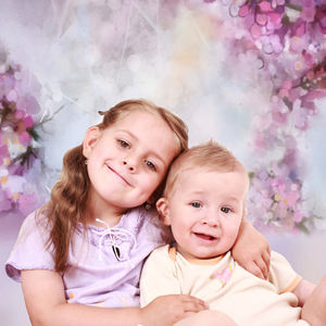 Fondos de tema de retrato de bebé recién nacido para fotografía flores púrpuras de ensueño dulce niña cumpleaños Baby Shower sesión de <span class=keywords><strong>fotos</strong></span> embarazada - Product Image 3