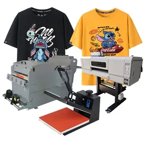 Mesin Cetak Tekstil Kaus Digital 60Cm Tinta Putih Transfer Panas PET Film DTF Printer dengan Mesin Bubuk Kocok