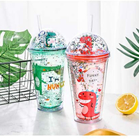 Bouteilles en plastique fantaisie pour enfants, design moderne attrayant, été frais, certifiées CE, avec paille, 401-500 ml