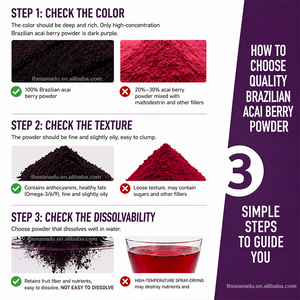 Poudre de <span class=keywords><strong>Baies</strong></span> d'Açaï Véritables du Brésil Lyophilisées 100% Pures Violettes Foncées Riches en Anthocyanidine (NON EXTRAIT) Boisson de Beauté/Additif - Product Image 2