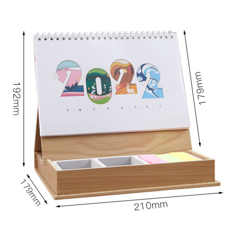 Вдохновляющая мини-подставка с экологичной печатью, универсальная подставка для заметок на заказ, 2022 деревянный стол, календарь с клейкими заметками