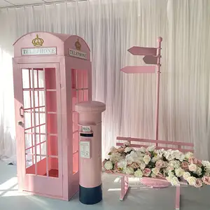 TY211111-1 Telephone Booth Photography Props For Wedding Handmade Craft Wedding Decor Bar Decor With Flower Runner,Telephone