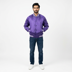 Wholesale Custom Polyester University Team Satin Varsity-<b>Jacket</b> <b>for</b> <b>Men</b> Plus-Size <b>Baseball</b> Letterman Embroidered Outdoor Use - Product Image 1