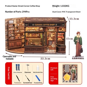 Kit di Montaggio in Legno CuteBee Caffetteria di Strada, Panetteria della Signora Hunter, Casa in Miniatura Fai-da-Te, Regalo di Natale - Product Image 5