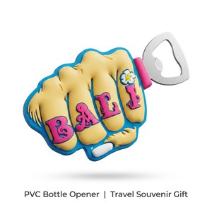 Llavero de goma suave de PVC con diseño de puño, abridor de botellas impermeable, temática anime de <span class=keywords><strong>Bali</strong></span>, recuerdo de viaje, regalo personalizado, novedad de fábrica OEM - Product Image 1