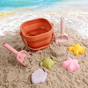 Ensemble de jouets de <span class=keywords><strong>plage</strong></span> en <span class=keywords><strong>silicone</strong></span> pliable sans BPA pour bébés, enfants et tout-petits, nouveau seau de <span class=keywords><strong>plage</strong></span> 2024 - Product Image 1