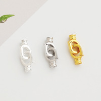Fermoir à chaîne à double tête ouvrable en argent sterling S925 avec perle pour collier, bracelet, chevillère, connecteur de bijoux, verrou