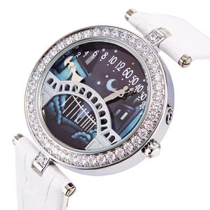Elegante Reloj de Mujer de Cristal, Estilo Puente Poético, Reloj de Cuarzo con Correa de Cuero - Product Image 1