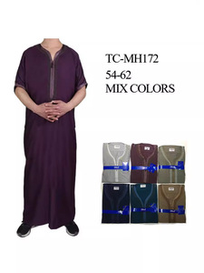 Vêtements islamiques pour hommes CCY, Thobe, Kaftan, Jubba, Robe, Dishdasha, <span class=keywords><strong>tenue</strong></span> arabe musulmane respirante, décontractée, modeste, pour le Ramadan et l'Aïd - Product Image 4