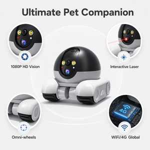 Robot de surveillance intelligent pour animaux de compagnie avec caméra HD 1080P, WiFi/4G, contrôle à distance par application, jouet laser et audio bidirectionnel - Product Image 6