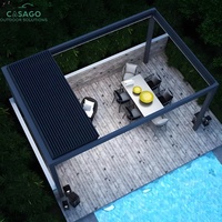 Pergola bioclimatique commerciale à lames rétractables avec éclairage LED automatique et finition thermolaquée - Système d'ombrage extérieur haut de gamme