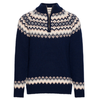 Pull en maille jacquard à demi-zip décontracté pour homme à manches longues