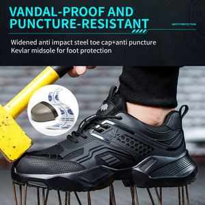รองเท้าเซฟตี้สำหรับทำงานกันลื่นกันเจาะกันการบดขยี้รองเท้าเซฟตี้แบบใหม่ทำจากเหล็กด้านบน TPU พื้นในรองเท้าวัสดุที่ทนต่อการสึกหรอทำจากยาง PU - Product Image 6