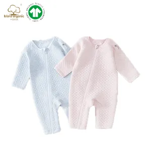 有机棉垫运动衫睡袋带侧拉链定制贴片粉色冬季保暖婴幼儿来样定做服务现货