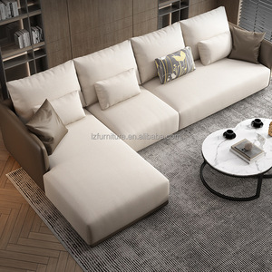 Canapés modulaires contemporains avec chaise longue en tissu crème 4 places pour hall d'hôtel, appartement, villa, salon - Product Image 5
