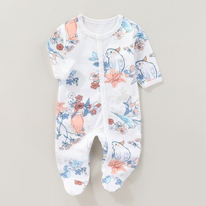 Combinaisons pour bébé 100% coton à boutons <span class=keywords><strong>avec</strong></span> imprimé animal mignon, douces, respirantes, unisexes, pour bébés de 0 à 1 an - Product Image 4