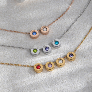 <span class=keywords><strong>Collar</strong></span> con Colgante de Piedra de Nacimiento Personalizado en Acero Inoxidable Chapado en Oro de 18K, Joyería con Gema de Cumpleaños Personalizada para Mujer, Regalo - Product Image 3