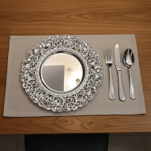 <span class=keywords><strong>Assiette</strong></span> de luxe légère en plastique et <span class=keywords><strong>verre</strong></span>, motif solide, finition électrolytique, style artisanat ancien, pour le commerce extérieur, mariages, hôtels et réceptions - Product Image 4