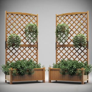 Raised Garden Bed <strong>with</strong> <strong>Trellis</strong> 71 <strong>Planter</strong> Raised Bed <strong>with</strong> Drainage Holes Freestanding for Vine Climbing Plants <strong>Planter</strong> Box - Product Image 1