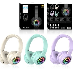 Auriculares inalámbricos Bluetooth MSL-920 con luz RGB, control táctil plegable para música deportiva - Product Image 3