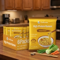 Fitness Curry Instant Noodles 22g Plant Based Protein Non Fried Low Sugar Low Fat Non GMO Vegan Ramen Bag