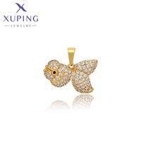 A00896823 Bijoux XUPING Plaqué or 24K Personnalité de la mode Zircon cubique synthétique Animal Poisson 3D mignon Grand pendentif