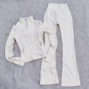 Set di 2 Pezzi <span class=keywords><strong>Abbigliamento</strong></span> Sportivo Senza Cuciture per Donne, Giacca Sportiva e Leggings in Spandex e Nylon di Alta Qualità, <span class=keywords><strong>Abbigliamento</strong></span> da <span class=keywords><strong>Palestra</strong></span> e <span class=keywords><strong>Fitness</strong></span> - Product Image 3